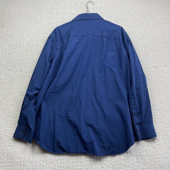 Calvin Klein Shirt Mens 17 1/2 Blue Plaid Regular Preppy Dress Shirt long sleeve - Picture 12 of 15
